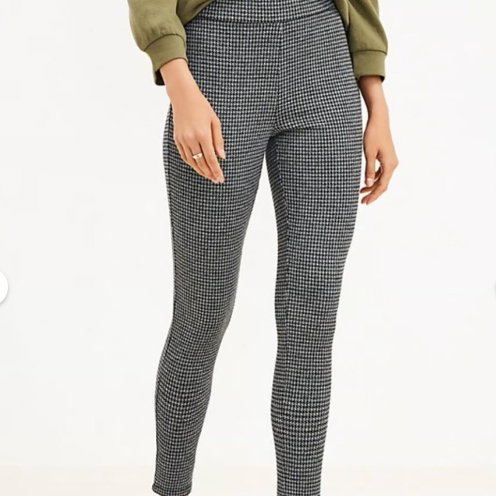 LOFT| Petite Houndstooth Leggings Black Multi